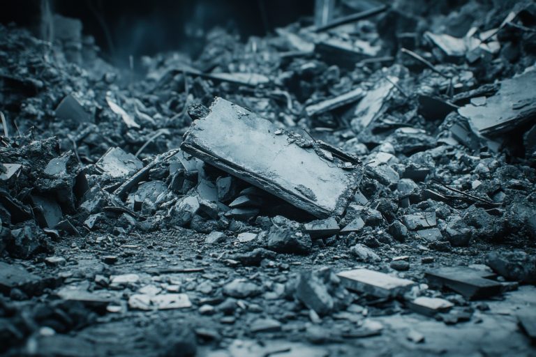 _a-pile-of-rubble-in-a-dark-room_69860092